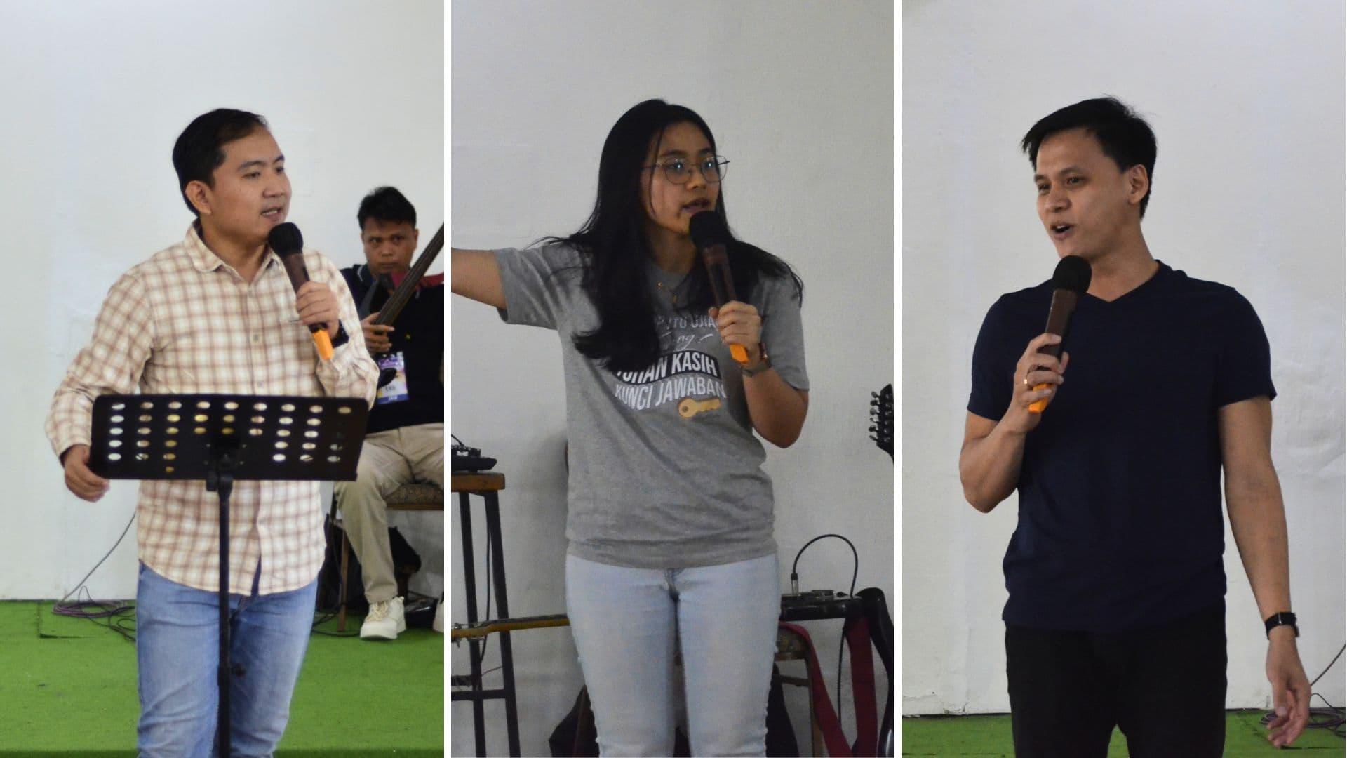Sesi pengajaran yang dibawakan oleh Elvindes Kapitsa (kiri), Angeline Vania (tengah), dan Josef Fransisco (kanan) pada Minggu (2/3/2025). (KOMSOS/Kiecuandy Tan)